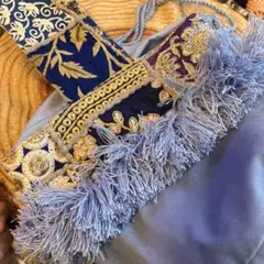 ブルー　インド　バッグ