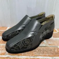 【美品】Mitsuko ミツコ グレー×黒 シースルー 軽量 シューズ