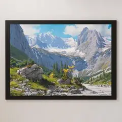 『ヘレンタール氷河とリッフェルヴァントの峰々を望む』絵画 光沢 ポスター A3
