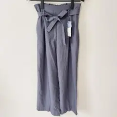 新品♡GU ジーユー ベルトタック ストレート パンツ イージーケア M ブルー