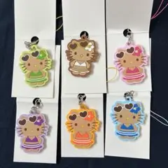 【最安値】日焼けキティ　ラバーストラップ 全６種　コンプリートセット