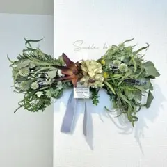 Natural〜リューカデンドロンとルリタマアザミの横長スワッグ/ドライフラワー