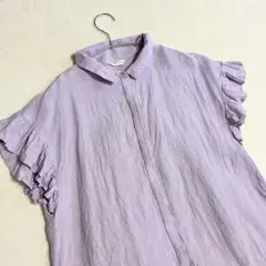 kapuwa カプワ リネン100% フリルスリーブ ブラウス シャツ
