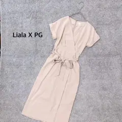 【Liala×PG】リボン付き リスットワンピース 半袖 ベージュ