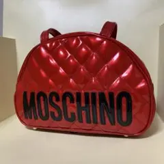 MOSCHINOモスキーノ超希少ミニボストンバッグレッド×エナメル×キルティング