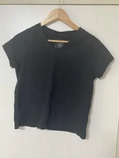 U.S.A. 黒 Vネック 半袖Tシャツ
