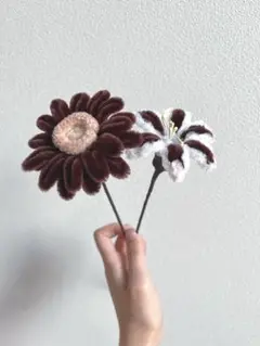 モールフラワー　2輪　茶色