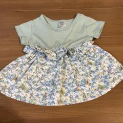 ピーターラビット花柄ワンピース90サイズ女の子ワンピースミントグリーン