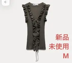 ZARA リボンフリルトリムニットトップス