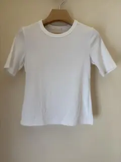 GUジーユー・リブTシャツ・半袖・S・ホワイト