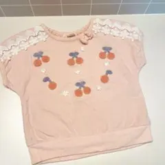 スーリー　さくらんぼアップリケTシャツ