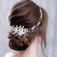 ヘッドドレス シルバー 結婚式 ウエディング フラワー ヘアアクセ 5