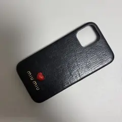 miu miu 黒 レザー iPhone12miniケース