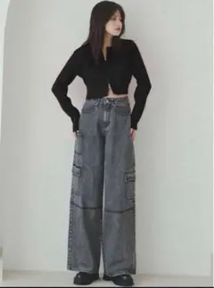 GRLグレイル　ダブルジップショート丈ニットトップス