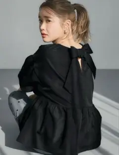 coca コカ パリフワバックリボンブラウス （Black）