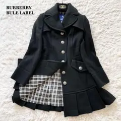 極美品✨バーバリーブルーレーベル ロングコート プリーツ ノバチェック 36 黒