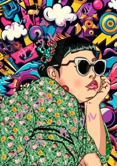 A4版画作品 約500万画素　ハンドメイド　絵画　渡辺直美　ポップアート