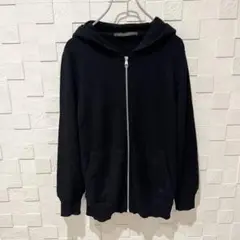 【美品/最高級】ルイヴィトン　ジップパーカー　カシミヤ100% 刺繍ロゴ　黒　S