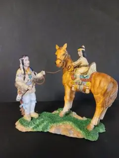 インディアン像 置物/Indian/先住民族/馬/置き物//インテリア