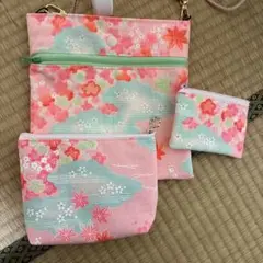 着物地リメイクポシェットセット