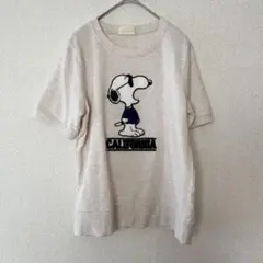 【Right-on】半袖Tシャツ/スヌーピー/立体刺繍/アイボリー/M