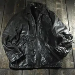 SP古着　レザージャケット　フライト　ボンバージャケット　焦茶　黒　本革　L激渋