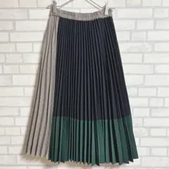 【イェッカ ヴェッカ】チェック柄パターンMIXプリーツスカート　美品　F