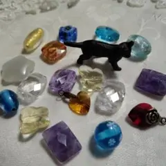 硝子ビーズ 猫カード立て付き