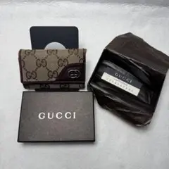 GUCCI GGキャンバス レザーキーケース　箱付き