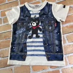 【美品】ダブルビーDOUBLE.B 騙し絵デニム風 Tシャツ size 100