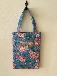 A'zfactory 花柄インド布 小さめトートバッグ"happy"