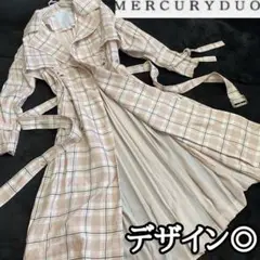 【バックプリーツ】MERCURYDUOチェックトレンチピンクオーバーサイズ