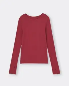 GU スタイルヒートリブロングスリーブT(12分袖) レッド