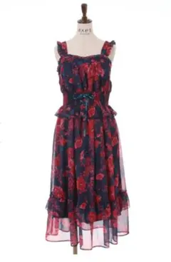 axes femme ハイビスカス柄ワンピース Fサイズ