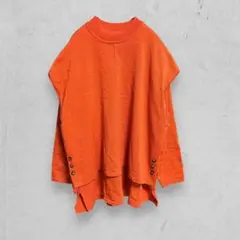 t2024◆ハイネックニット　長袖　ベスト　レイヤード　オレンジ　レディース