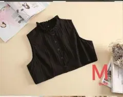 つけ襟　M 　黒　　春　重ね着風　華やか　フリル