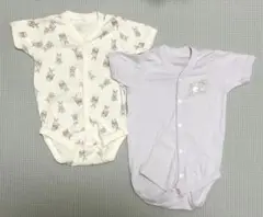 うさぎ柄ロンパース半袖2枚セット 80サイズ