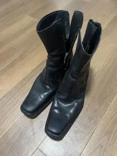 アルフレッドバニスター　黒レザーサイドゴアブーツ　41