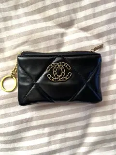 CHANEL ノベルティ ブラックレザー コインケース ミニポーチ