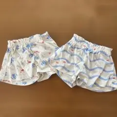 80 西松屋　ショートパンツ　2枚セット　魚　海　お揃い　双子
