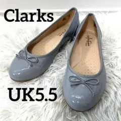 【極美品】クラークス　パンプス　UK5.5 グレー　リボン