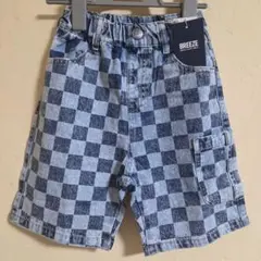 新品 BREEZE チェック柄デニム ハーフパンツ 110サイズ