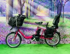 ❷4639 子供乗せ電動自転車Panasonic3人乗り20インチ良好バッテリー
