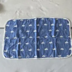 のりもの柄 ガーゼケット　青色