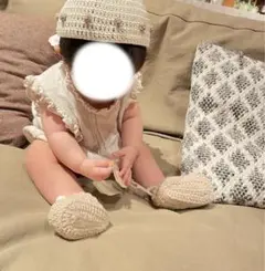 値下】フリルロンパース 73 コットンリネン