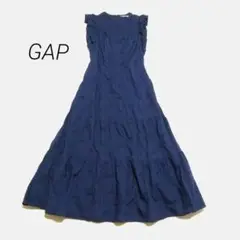 GAP ギャップ ノースリーブ ティアード ロングワンピース 花 刺繍