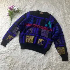 【美品】ケンゾー ゴルフ KENZO ウールニット セーター カラフル 日本製