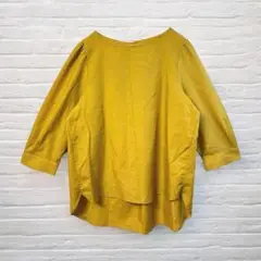 ドレスキップ 7分袖 カットソー 美品 M イエロー オフィカジ 上品 シンプル