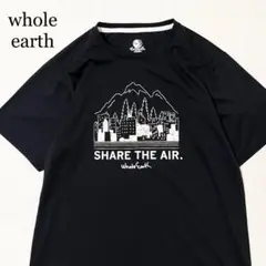 whole earth アート ポリエステル Tシャツ ブラック アウトドア