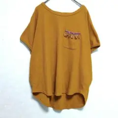 【チチカカ】ワッフル素材 ドルマンTシャツ・F・マスタードイエロー